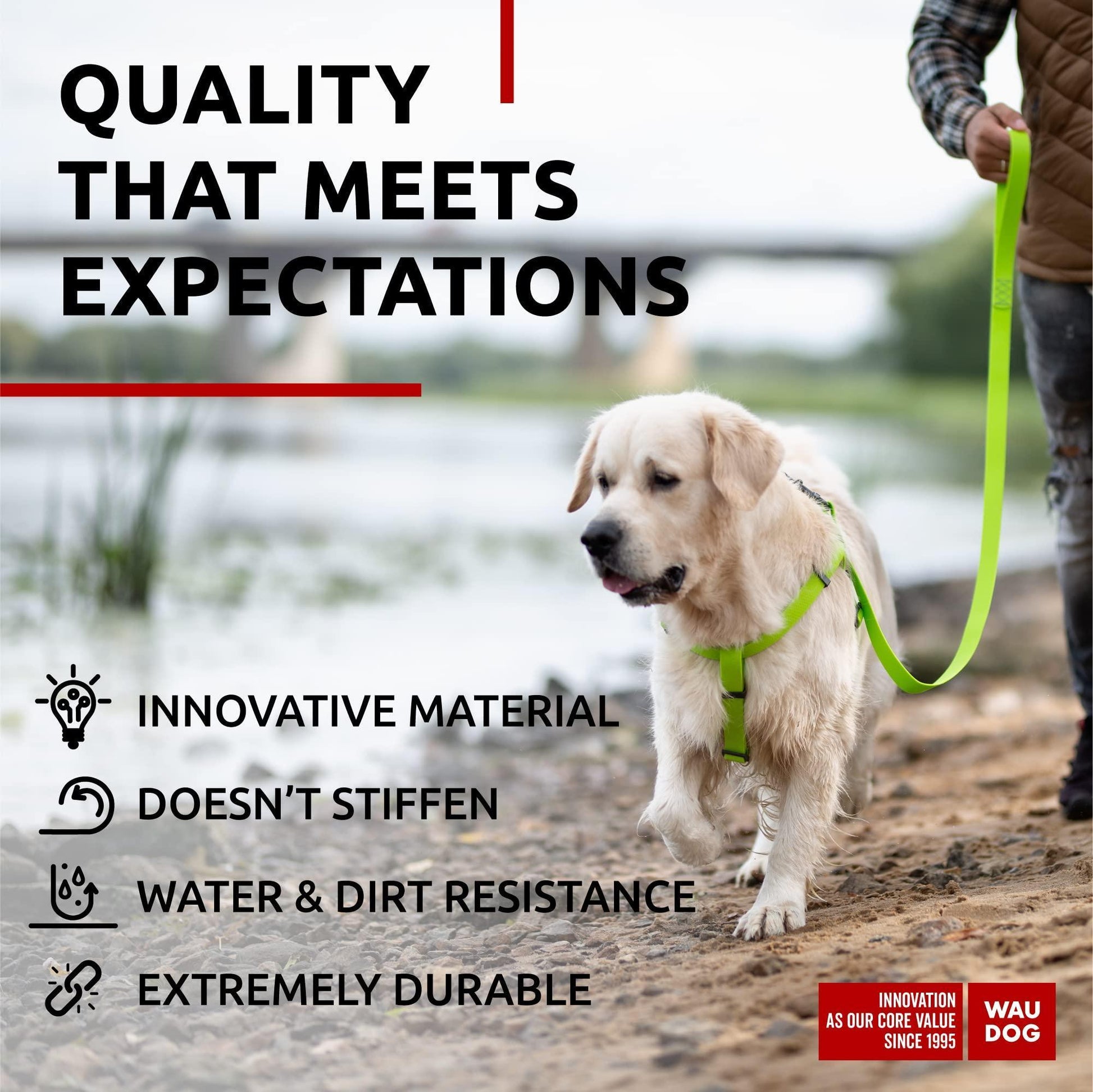 WAUDOG Waterproof Dog Leash 4 Ft   6 Ft   Anti Slip Dog Leash for Large Dogs For Pet With Love