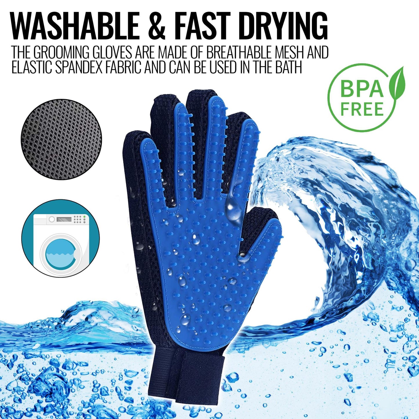 Pet Grooming Gloves for Deshedding, Hair Removal, and Massage For Pet With Love