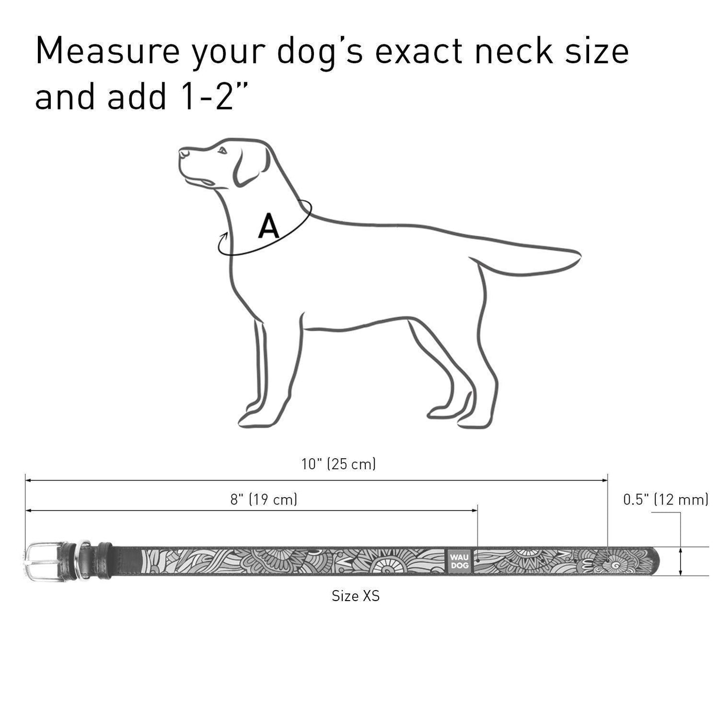 WAUDOG Design Leather Dog Collar for Dogs (Summer Print)  7 1/5" - 9 2/5" Neck X 1/2" Wide For Pet With Love