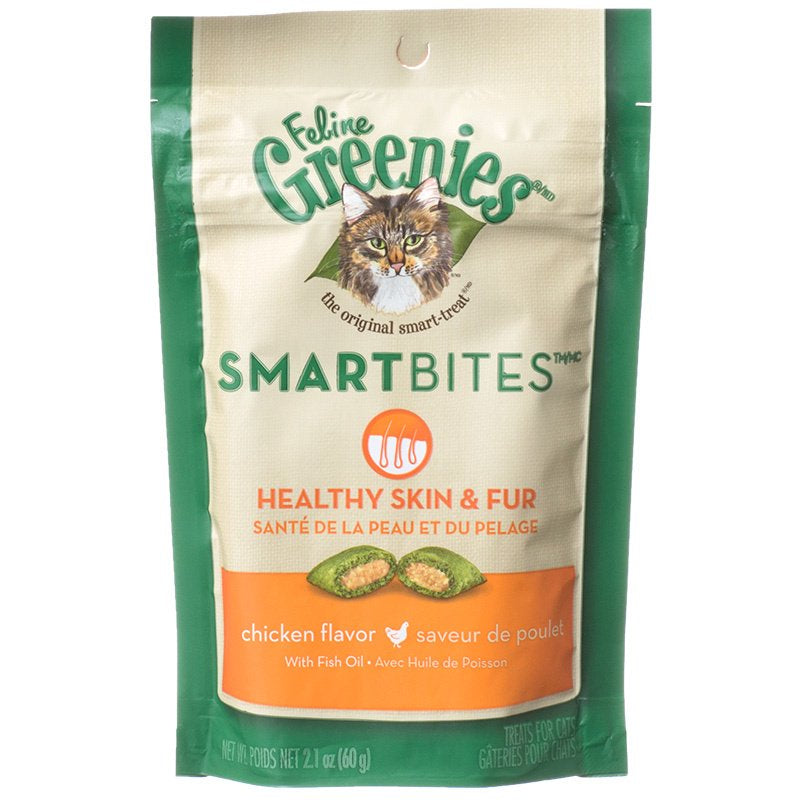 Greenies SmartBites Healthy Skin and Fur Cat Treats Chicken Flavor