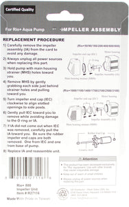 Rio Plus Aqua Pump Replacement Impeller