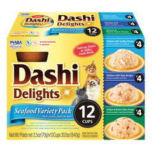 Load image into Gallery viewer, Inaba Dashi Delight Seafood Flavored Variety Pack Bits in Broth Cat Food Topping
