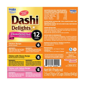 Inaba Dashi Delight Chicken Flavored Variety Pack Bits in Broth Cat Food Topping