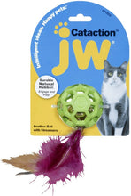 Load image into Gallery viewer, JW Pet Cataction Feather Ball Toy With Bell Interactive Cat Toy
