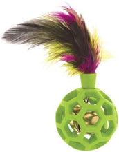 Load image into Gallery viewer, JW Pet Cataction Feather Ball Toy With Bell Interactive Cat Toy
