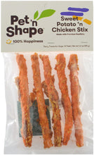 Load image into Gallery viewer, Pet n Shape Sweet Potato n Chicken Stix Made with Beefhide Dog Treat
