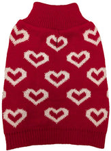 Load image into Gallery viewer, Fashion Pet All Over Hearts Dog Sweater Red
