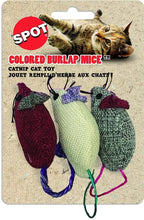 Load image into Gallery viewer, Spot Colored Burlap Mice Catnip Cat Toy
