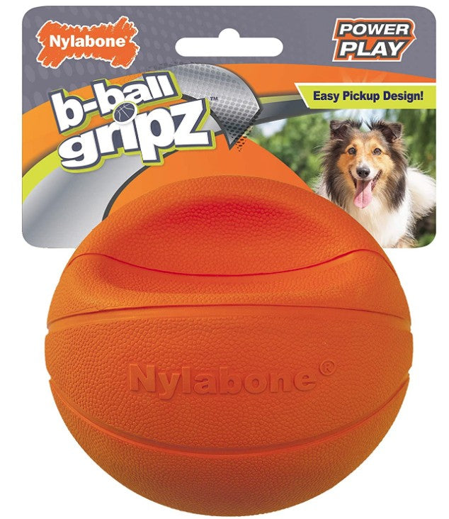 Nylabone Power Play B-Ball Grips Basketball Medium 4.5 Dog Toy