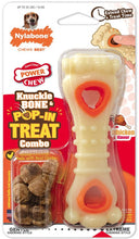 Load image into Gallery viewer, Nylabone Power Chew Knuckle Bone and Pop-In Treat Toy Combo Chicken Flavor Wolf
