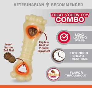 Nylabone Power Chew Knuckle Bone and Pop-In Treat Toy Combo Chicken Flavor Wolf