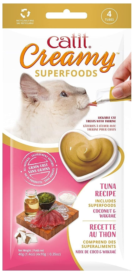 Catit Creamy Superfood Lickable Tuna, Coconut and Wakame Cat Treat