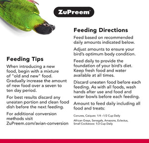 ZuPreem FruitBlend Flavor with Natural Flavors Bird Food for Parrots and Conures