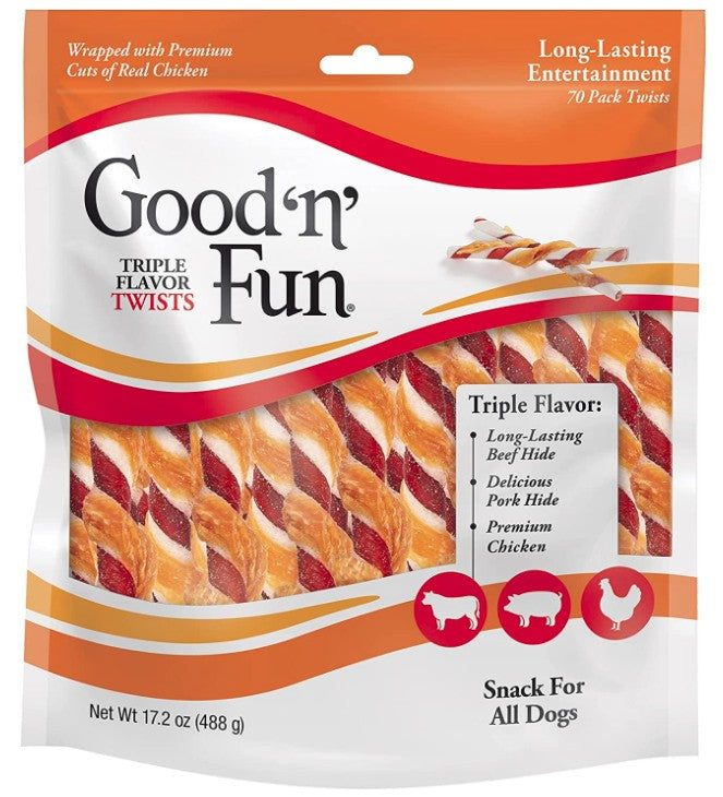 Healthy Hide Good n Fun Triple-Flavor Twists Regular Chicken, Pork and Beef Hide